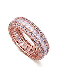 Fashion Rose Gold Full Diamond Decorated Multi-layer Simple Ring
