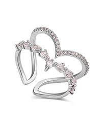 Fashion Silver Color Heart Shape Decorated Hollow Out Design Ring