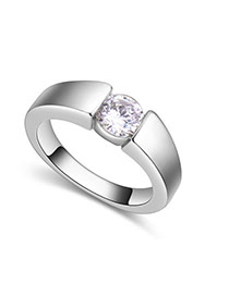Fashion Silver Color Round Shape Diamond Decorated Irregular Shape Ring