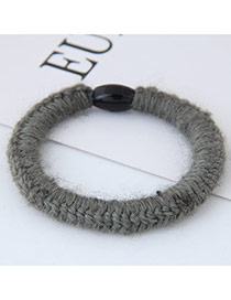 Fashion Gray Pure Color Decorated Hand-woven Woolen Yarm Hair Band