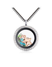 Fashion Multi-color Star&moon Pendant Decorated Simple Necklace