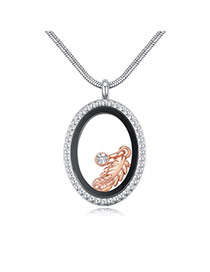 Fashion Rose Gold+white Leaf&oval Shape Pendant Decorated Simple Necklace