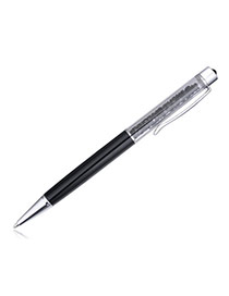 Fashion Black Diamond Decorated Color Matching Design Simple Memorial Pen
