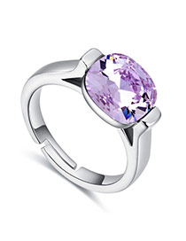 Fashion Purple Round Shape Diamond Decorated Color Matching Ring