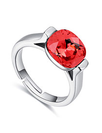 Fashion Red Round Shape Diamond Decorated Color Matching Ring