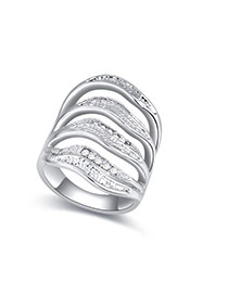 Fashion White Diamond Decorated Multi-color Design Simple Ring