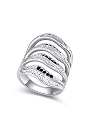 Fashion Black Diamond Decorated Multi-color Design Simple Ring