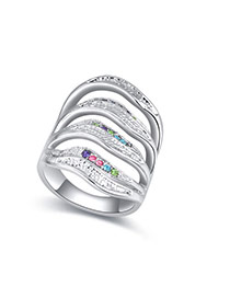 Fashion Multi-color Diamond Decorated Multi-color Design Simple Ring
