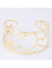 Bohemia Gold Color Heart Shape Decorated Simple Hollow Out Opening Bracelet
