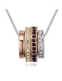 Fashion Champagne Diamond Decorated Color Matching Multi-layer Necklace