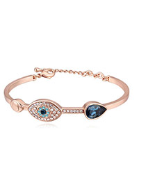 Fashion Champagne+dark Blue Eye Shape Decorated Color Matching Simple Bracelet