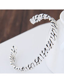 Fashion Silver Color Twist Shape Decorated Pure Color Opening Bracelet