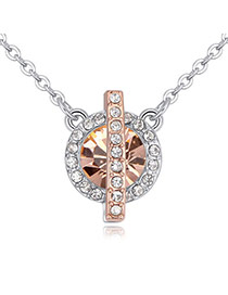Fashion Pink Round Shape Diamond Decorated Color Matching Necklace