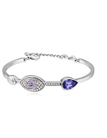 Fashion White+purple Eye Shape Decorated Color Matching Simple Bracelet