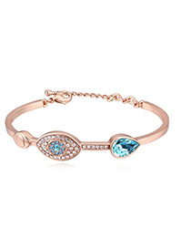 Fashion Champagne+blue Eye Shape Decorated Color Matching Simple Bracelet