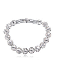 Fashion White Round Shape Diamond Decorated Pure Color Bracelet