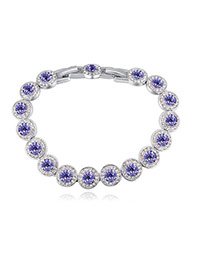 Fashion Purple Round Shape Diamond Decorated Pure Color Bracelet