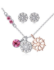 Fashion Plum Red Snowflake Pendant Decorated Color Matching Jewelry Sets