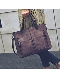 Fashion Purple Pure Color Design Square Shape Simple Handbag