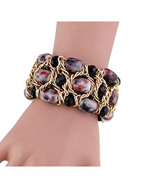 Fashion Black Diamond&beads Decorated Handmade Hollow Out Bracelet