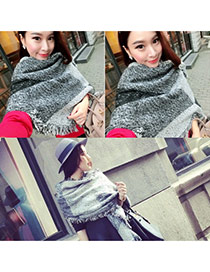 Fashion Gray Color Matching Deckle Edge Design Scarf