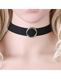 Elegant Silver Color Hollow Out Round Shape Decorated Simple Width Choker