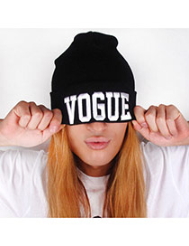 Fashion Black+white Vogue Letter Decorated Pure Color Simple Hat