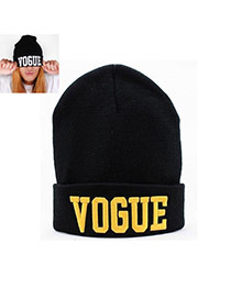 Fashion Black+yellow Vogue Letter Decorated Pure Color Simple Hat