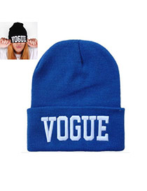 Fashion Blue Vogue Letter Decorated Pure Color Simple Hat