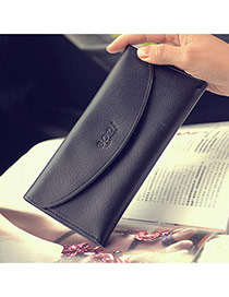 Elegant Black Letter Pattern Decorated Pure Color Handbag