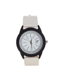 Fashion White Color Matching Decorated Big Dial Design Simple Watch