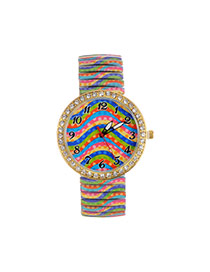Fashion Multi-color Stripe Pattern Decorated Color Matching Large Dial Watch