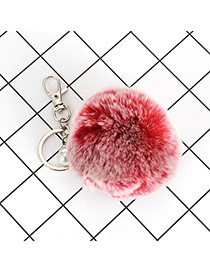 Lovely Red Fuzzy Ball &pearl Decorated Simple Key Ring