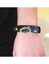 Retro Black Eye Shape Decorated Pure Color Bracelet