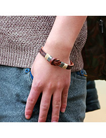 Retro Brown Metal Decorated Pure Color Bracelet