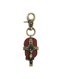 Personality Silver Color Metal Cross Decorated Simple Mutilayer Key Ring