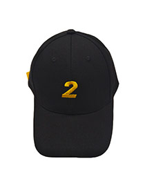 Fashion Black Number 2 Pettern Decorated Simple Hat