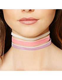 Sweet Pink Color Matching Decorated Simple Multilayer Chocker