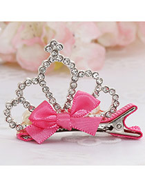 Fashion Plum Red Crown Decorated Bowknot Design Simple Hair Clip