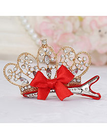 Fashion Gold Color Crown Decorated Bowknot Design Simple Hair Clip
