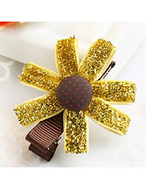 Fashion Yellow Dot Decorated Sunflower Design Simple Hair Clip