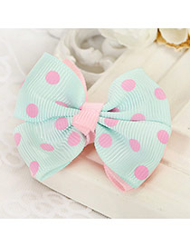Fashion Light Blue Grid Pattern Decorated Bowknot Design Simple Hair Clip