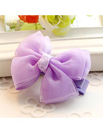 Fashion Purple Pure Color Decorated Bowknot Design Simple Hair Clip