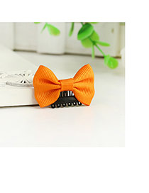 Fashion Orange Bowknot Decorated Pure Color Simple Hair Clip