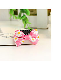 Fashion Watermelon Red Sunflower Pattern Decorated Bowknot Design Simple Hair Clip