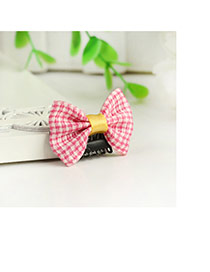 Fashion Red Grid Pattern Decorated Bowknot Design Simple Hair Clip
