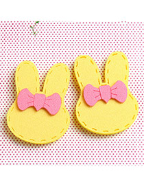 Fashion Yellow Bowknot Decorated Rabbit Ears Simple Hair Sticky