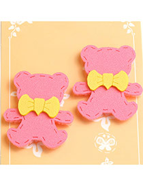 Fashion Pink Bowknot Decorated Bear Shape Simple Hair Sticky