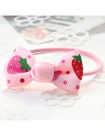 Fashion Pink Strawberry Pattern Decorated Bowknot Decorated Hair Band