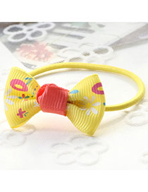 Fashion Yellow Flower Pattern Decorated Bowknot Decorated Hair Band